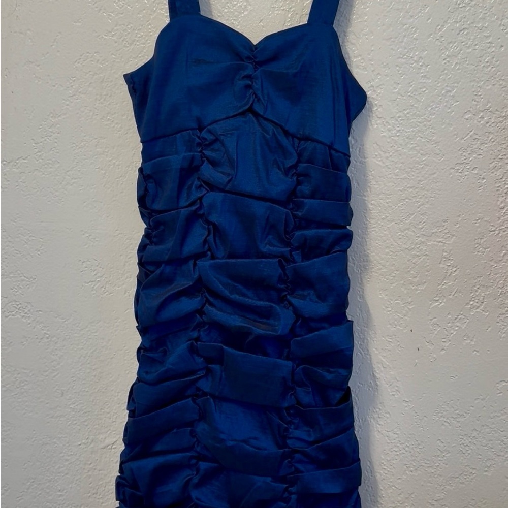 Elegant Blue Ruched Dress